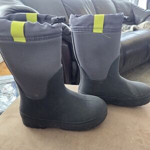 Cat & Jack Black and Gray Kids Boots with Yellow Accent
